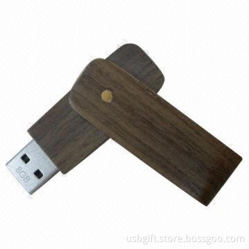 USB flash memory, custom logo swivel style wooden USB, 4GB memory capacity